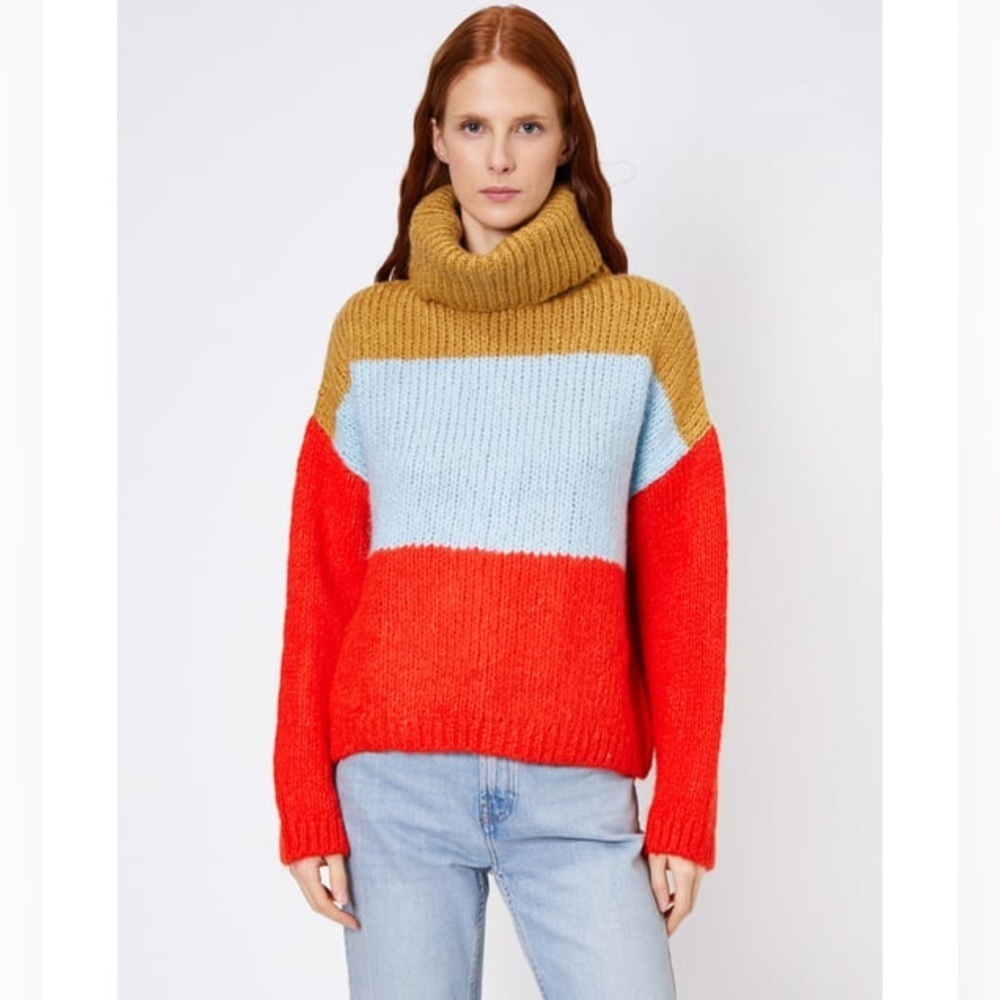 Listicle Color Block Turtleneck Sweater Size Small
